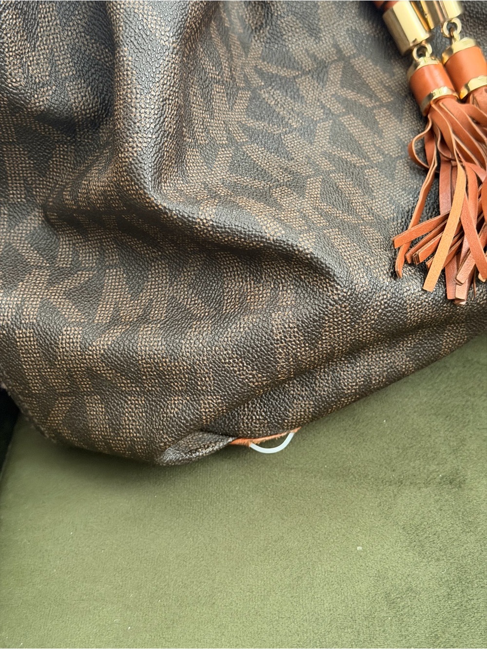 Michael Kors Brown Logo Tote with Tan Tassel Accents - Picture 6 of 6